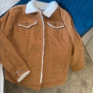 Fur lined corduroy coat